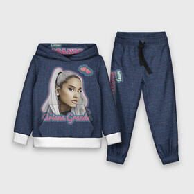 Детский костюм 3D (с толстовкой) с принтом Ariana Grande Jeans в Екатеринбурге,  |  | ariana grande | grande | heart | jeans | pink | team | ариана гранде | гранде | джинса | джинсовый | джинсы | для фанатов | надпись | попса | розовый | сердечки | синий | текстура | фанатам