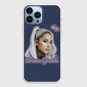 Чехол для iPhone 13 Pro Max с принтом Ariana Grande Jeans в Екатеринбурге,  |  | Тематика изображения на принте: ariana grande | grande | heart | jeans | pink | team | ариана гранде | гранде | джинса | джинсовый | джинсы | для фанатов | надпись | попса | розовый | сердечки | синий | текстура | фанатам