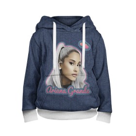 Детская толстовка 3D с принтом Ariana Grande Jeans в Екатеринбурге, 100% полиэстер | двухслойный капюшон со шнурком для регулировки, мягкие манжеты на рукавах и по низу толстовки, спереди карман-кенгуру с мягким внутренним слоем | ariana grande | grande | heart | jeans | pink | team | ариана гранде | гранде | джинса | джинсовый | джинсы | для фанатов | надпись | попса | розовый | сердечки | синий | текстура | фанатам