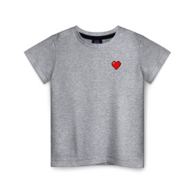 Детская футболка хлопок с принтом Сердце 2D 8 бит в Екатеринбурге, 100% хлопок | круглый вырез горловины, полуприлегающий силуэт, длина до линии бедер | 2d | 8 бит. | жизни | игры | любовь | минимализм | пиксель | сердце