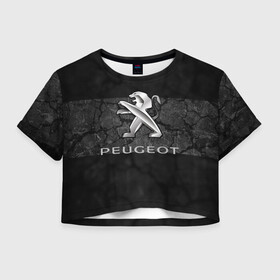 Женская футболка Crop-top 3D с принтом PEUGEOT. в Екатеринбурге, 100% полиэстер | круглая горловина, длина футболки до линии талии, рукава с отворотами | abstract | auto | brand | car | geometry | peugeot | sport | texture | абстракция | авто | автомобильные | бренд | геометрия | классика | машины | модные | пежо | спорт | стиль | текстура