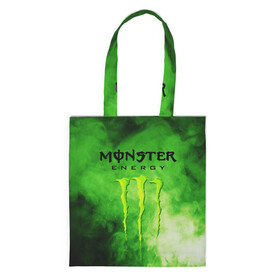 Шоппер 3D с принтом MONSTER ENERGY в Екатеринбурге, 100% полиэстер | Плотность: 200 г/м2; Размер: 34×35 см; Высота лямок: 30 см | brend | green | monster energy | андреналин | бренд | зеленый | логотип | монстр | напиток | энергетик | энергия