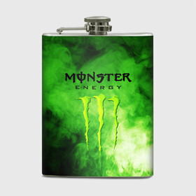 Фляга с принтом MONSTER ENERGY в Екатеринбурге, металлический корпус | емкость 0,22 л, размер 125 х 94 мм. Виниловая наклейка запечатывается полностью | brend | green | monster energy | андреналин | бренд | зеленый | логотип | монстр | напиток | энергетик | энергия