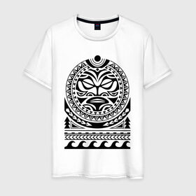 Мужская футболка хлопок с принтом Татуировка полинезия маори Солнце в Екатеринбурге, 100% хлопок | прямой крой, круглый вырез горловины, длина до линии бедер, слегка спущенное плечо. | mantra | maori | polynesia | tattoo | мантра | маори | олинезия | орнамент | солнце | тату | татуировка