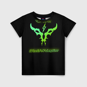 Детская футболка 3D с принтом World-X-Legion в Екатеринбурге, 100% гипоаллергенный полиэфир | прямой крой, круглый вырез горловины, длина до линии бедер, чуть спущенное плечо, ткань немного тянется | darkside | legion | warcraft | легендарный | легион | пламенный | пылающий | темный