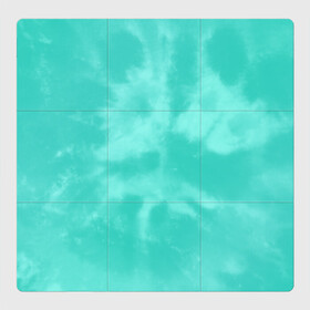 Магнитный плакат 3Х3 с принтом Бирюзовый ТАЙ ДАЙ в Екатеринбурге, Полимерный материал с магнитным слоем | 9 деталей размером 9*9 см | summer | tie dye | акварель | бирюзовый тай дай | лето | разноцветная | тай дай | тайдай | яркая