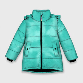 Зимняя куртка для девочек 3D с принтом Бирюзовый ТАЙ ДАЙ в Екатеринбурге, ткань верха — 100% полиэстер; подклад — 100% полиэстер, утеплитель — 100% полиэстер. | длина ниже бедра, удлиненная спинка, воротник стойка и отстегивающийся капюшон. Есть боковые карманы с листочкой на кнопках, утяжки по низу изделия и внутренний карман на молнии. 

Предусмотрены светоотражающий принт на спинке, радужный светоотражающий элемент на пуллере молнии и на резинке для утяжки. | summer | tie dye | акварель | бирюзовый тай дай | лето | разноцветная | тай дай | тайдай | яркая