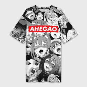 Платье-футболка 3D с принтом Ахегао лица лого в Екатеринбурге,  |  | ahegao | kawai | kowai | oppai | otaku | senpai | sugoi | waifu | yandere | ахегао | ковай | отаку | семпай | сенпай | сэмпай | яндере