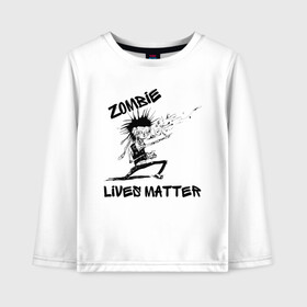 Детский лонгслив хлопок с принтом Zombie Lives Matter в Екатеринбурге, 100% хлопок | круглый вырез горловины, полуприлегающий силуэт, длина до линии бедер | Тематика изображения на принте: black lives matter | lives matter | metallica | metallica zombie | nothing else matters | зомби | зомби метал | зомби рокер | металлика | металлика баллады | рок музыка | трэш метал | хеви метал