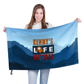 Флаг 3D с принтом Kennys LIFE matters в Екатеринбурге, 100% полиэстер | плотность ткани — 95 г/м2, размер — 67 х 109 см. Принт наносится с одной стороны | kenny | life matters | lives matter | south park | text | жизнь | кенни | маккормик | текст | фразы | южный парк