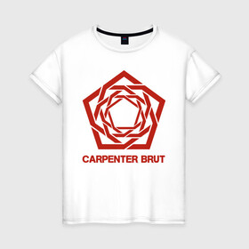 Женская футболка хлопок с принтом Carpenter Brut в Екатеринбурге, 100% хлопок | прямой крой, круглый вырез горловины, длина до линии бедер, слегка спущенное плечо | carpenter brut | futuresynth | outrun | retrowave | synthwave | ретровейв | синтвейв | синтивейв