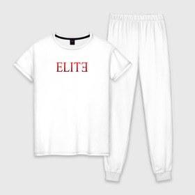 Женская пижама хлопок с принтом Elite Netflix сериал в Екатеринбурге, 100% хлопок | брюки и футболка прямого кроя, без карманов, на брюках мягкая резинка на поясе и по низу штанин | elite | netflix | сериал | элита.