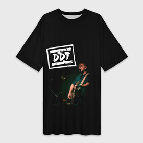 Платье-футболка 3D с принтом ДДТ в Екатеринбурге,  |  | гитара | ддт | классика | певец | рок | русский рок | юрий шевчук