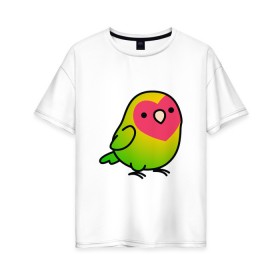 Женская футболка хлопок Oversize с принтом Папугай в Екатеринбурге, 100% хлопок | свободный крой, круглый ворот, спущенный рукав, длина до линии бедер
 | арт | волнистые попугайчики | волнистый попугай | животные | картинка | папуги | попугаи | попугайчики | птица | птицы | рисунок