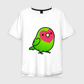 Мужская футболка хлопок Oversize с принтом Папугай в Екатеринбурге, 100% хлопок | свободный крой, круглый ворот, “спинка” длиннее передней части | арт | волнистые попугайчики | волнистый попугай | животные | картинка | папуги | попугаи | попугайчики | птица | птицы | рисунок