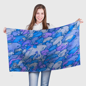 Флаг 3D с принтом косяк рыб крупно рисунок в Екатеринбурге, 100% полиэстер | плотность ткани — 95 г/м2, размер — 67 х 109 см. Принт наносится с одной стороны | арт | косяк | много | морские жители | морской | подводный мир | рисунок | рыбки | рыбы | синий | фиолетовый
