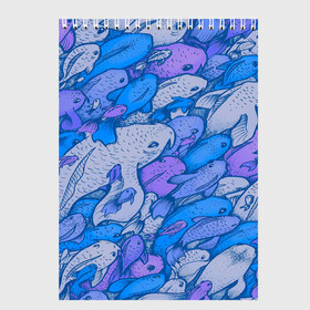 Скетчбук с принтом косяк рыб крупно рисунок в Екатеринбурге, 100% бумага
 | 48 листов, плотность листов — 100 г/м2, плотность картонной обложки — 250 г/м2. Листы скреплены сверху удобной пружинной спиралью | арт | косяк | много | морские жители | морской | подводный мир | рисунок | рыбки | рыбы | синий | фиолетовый