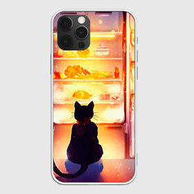 Чехол для iPhone 12 Pro Max с принтом Черный кот холодильник ночь в Екатеринбурге, Силикон |  | арт | вкусняшки | ночной дожор | ночь | преступление | рисунок | холодильник | черный кот