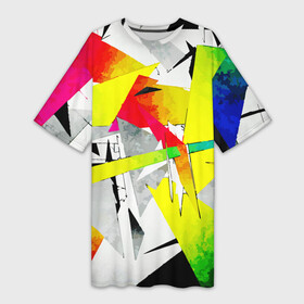 Платье-футболка 3D с принтом Треш в Екатеринбурге,  |  | абстракция | большой | волны | геометрия | градиент | графен | графика | карбон | коллаж | кубизм | линии | линия | мозаика | палитра | поп | радуга | радужная | сетка | сеть | текстуры | точки