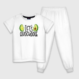 Детская пижама хлопок с принтом Lets Avocuddle в Екатеринбурге, 100% хлопок |  брюки и футболка прямого кроя, без карманов, на брюках мягкая резинка на поясе и по низу штанин
 | avocado | авокадо | мемы | минимализм | прикольные картинки | прикольные надписи | растение | фрукт