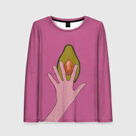 Женский лонгслив 3D с принтом avocado в Екатеринбурге, 100% полиэстер | длинные рукава, круглый вырез горловины, полуприлегающий силуэт | vegan | веган | веганство | вегетарианец | вегетарианство | еда | зеленый | земля | зож | листья | мир | охрана | позиция | природа