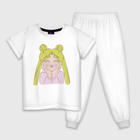 Детская пижама хлопок с принтом Sailor Moon в Екатеринбурге, 100% хлопок |  брюки и футболка прямого кроя, без карманов, на брюках мягкая резинка на поясе и по низу штанин
 | face | girl | sailor moon | sailormoon | девочка | лицо | мультяшка | сейлормун | сэйлор мун