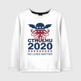 Детский лонгслив хлопок с принтом CTHULHU 2020 в Екатеринбурге, 100% хлопок | круглый вырез горловины, полуприлегающий силуэт, длина до линии бедер | Тематика изображения на принте: 2020 | all lives matter | alm | black lives matter | blm | cthulhu | gamer | george floyd | lives matter | nigger | police | usa | wlm | афроамериканец | беспорядки | джордж флойд | игра | ктулху | расизм | сша