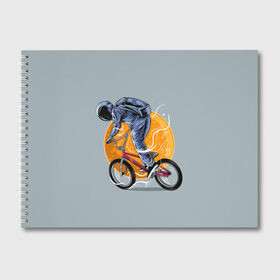 Альбом для рисования с принтом Космический велосипедист (Z) в Екатеринбурге, 100% бумага
 | матовая бумага, плотность 200 мг. | Тематика изображения на принте: bicycle | bicyclist | bike | biker | bmx | cycle | galaxy | moon | rider | space | stars | байкер | бмх | вело | велогонщик | велосепедист | велосипед | велоспорт | гонщик | космос | луна