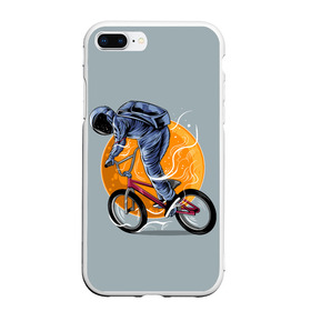 Чехол для iPhone 7Plus/8 Plus матовый с принтом Космический велосипедист (Z) в Екатеринбурге, Силикон | Область печати: задняя сторона чехла, без боковых панелей | bicycle | bicyclist | bike | biker | bmx | cycle | galaxy | moon | rider | space | stars | байкер | бмх | вело | велогонщик | велосепедист | велосипед | велоспорт | гонщик | космос | луна