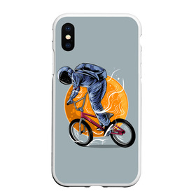 Чехол для iPhone XS Max матовый с принтом Космический велосипедист (Z) в Екатеринбурге, Силикон | Область печати: задняя сторона чехла, без боковых панелей | bicycle | bicyclist | bike | biker | bmx | cycle | galaxy | moon | rider | space | stars | байкер | бмх | вело | велогонщик | велосепедист | велосипед | велоспорт | гонщик | космос | луна