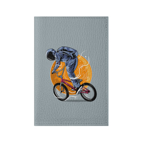 Обложка для паспорта матовая кожа с принтом Космический велосипедист (Z) в Екатеринбурге, натуральная матовая кожа | размер 19,3 х 13,7 см; прозрачные пластиковые крепления | bicycle | bicyclist | bike | biker | bmx | cycle | galaxy | moon | rider | space | stars | байкер | бмх | вело | велогонщик | велосепедист | велосипед | велоспорт | гонщик | космос | луна