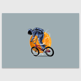 Поздравительная открытка с принтом Космический велосипедист (Z) в Екатеринбурге, 100% бумага | плотность бумаги 280 г/м2, матовая, на обратной стороне линовка и место для марки
 | Тематика изображения на принте: bicycle | bicyclist | bike | biker | bmx | cycle | galaxy | moon | rider | space | stars | байкер | бмх | вело | велогонщик | велосепедист | велосипед | велоспорт | гонщик | космос | луна
