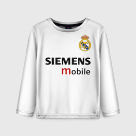 Детский лонгслив 3D с принтом Рауль Реал Мадрид в Екатеринбурге, 100% полиэстер | длинные рукава, круглый вырез горловины, полуприлегающий силуэт
 | 7 | raul | real madrid | испанский футбольный клуб | ла лига | легенда реала | логотип реала | нападающий | номер 7 | рауль | реал мадрид | сименс мобайл | эмблема реала