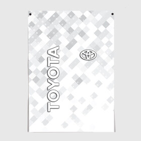Постер с принтом TOYOTA в Екатеринбурге, 100% бумага
 | бумага, плотность 150 мг. Матовая, но за счет высокого коэффициента гладкости имеет небольшой блеск и дает на свету блики, но в отличии от глянцевой бумаги не покрыта лаком | toyota | авто | автомобиль | логотип | марка | машина | надпись | текстура | тоета | тойота