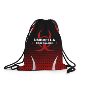 Рюкзак-мешок 3D с принтом Umbrella в Екатеринбурге, 100% полиэстер | плотность ткани — 200 г/м2, размер — 35 х 45 см; лямки — толстые шнурки, застежка на шнуровке, без карманов и подкладки | biohazard | resident evil | s.t.a.r.s | stars | umbrella | umbrella corp | umbrella corporation | амбрелла | амбрелла лого | вирус | корпорация амбрелла | обитель зла | обитель зла ремейк | резидент | резидент ивл | старс
