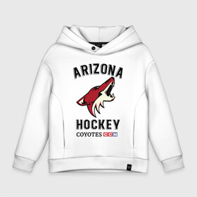 Детское худи Oversize хлопок с принтом ARIZONA COYOTES в Екатеринбурге, френч-терри — 70% хлопок, 30% полиэстер. Мягкий теплый начес внутри —100% хлопок | боковые карманы, эластичные манжеты и нижняя кромка, капюшон на магнитной кнопке | Тематика изображения на принте: arizona | coyotes | game | hockey | nhl | usa | аризона | игра | койоты | нхл | спорт | сша | шайбу