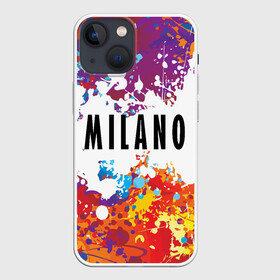 Чехол для iPhone 13 mini с принтом Milano в Екатеринбурге,  |  | Тематика изображения на принте: fashion | italy | milano | paint | vanguard | авангард | италия | краска | милан | мода | надпись | текст | фраза