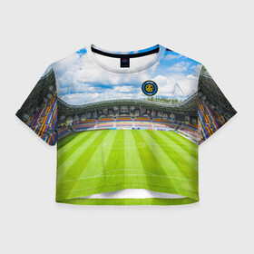 Женская футболка Crop-top 3D с принтом FC INTER. в Екатеринбурге, 100% полиэстер | круглая горловина, длина футболки до линии талии, рукава с отворотами | championship | fc | football | footer | inter | soccer | socker | sport | европейская лига | интер | одежда | спорт | спортивный | униформа | футбол | футбольный клуб | чемпионат