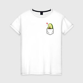 Женская футболка хлопок с принтом Авокадо в кармане в Екатеринбурге, 100% хлопок | прямой крой, круглый вырез горловины, длина до линии бедер, слегка спущенное плечо | avocado | авокадо | веганство | вегетарианство | еда | зеленый | земля | зож | листья | овощи | позиция | природа | фрукты