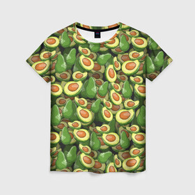 Женская футболка 3D с принтом avocado в Екатеринбурге, 100% полиэфир ( синтетическое хлопкоподобное полотно) | прямой крой, круглый вырез горловины, длина до линии бедер | avocado | авокадо | веганство | вегетарианство | еда | зеленый | земля | зож | листья | овощи | позиция | природа | фрукты
