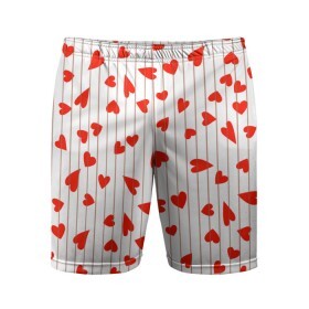 Мужские шорты спортивные с принтом Просто сердечки в Екатеринбурге,  |  | heart | hearts | lines | red | в | забавные | красные | линии | любовь | полоску | полосы | прикольные | рисунки | сердечки | сердце