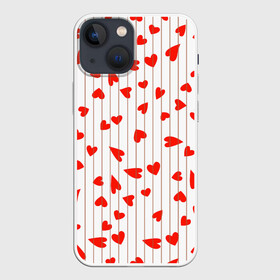 Чехол для iPhone 13 mini с принтом Просто сердечки в Екатеринбурге,  |  | heart | hearts | lines | red | в | забавные | красные | линии | любовь | полоску | полосы | прикольные | рисунки | сердечки | сердце