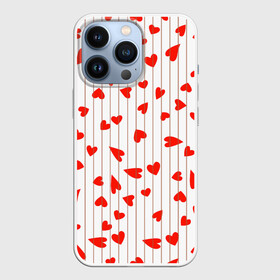 Чехол для iPhone 13 Pro с принтом Просто сердечки в Екатеринбурге,  |  | heart | hearts | lines | red | в | забавные | красные | линии | любовь | полоску | полосы | прикольные | рисунки | сердечки | сердце