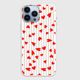 Чехол для iPhone 13 Pro Max с принтом Просто сердечки в Екатеринбурге,  |  | heart | hearts | lines | red | в | забавные | красные | линии | любовь | полоску | полосы | прикольные | рисунки | сердечки | сердце