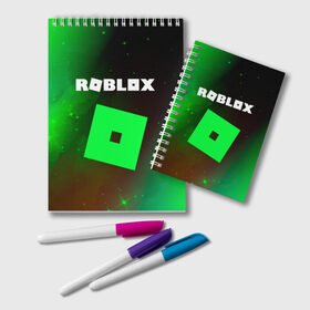 Блокнот с принтом ROBLOX РОБЛОКС в Екатеринбурге, 100% бумага | 48 листов, плотность листов — 60 г/м2, плотность картонной обложки — 250 г/м2. Листы скреплены удобной пружинной спиралью. Цвет линий — светло-серый
 | Тематика изображения на принте: blocks | blox | game | games | logo | minecraft | mobile | online | roblocks | roblox | robux | studio | блоки | игра | игры | квадрат | квадратик | кщидщч | лого | логотип | майнкрафт | онлайн | роблокс | робукс | символ | символы | студия