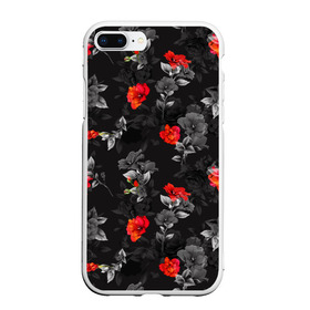 Чехол для iPhone 7Plus/8 Plus матовый с принтом Красные цветы в Екатеринбурге, Силикон | Область печати: задняя сторона чехла, без боковых панелей | весна | дача | летние цветы | летняя | лето | паттерн | розы | сад | свежесть | текстуры | узор | цветы