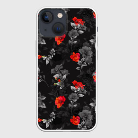 Чехол для iPhone 13 mini с принтом Красные цветы в Екатеринбурге,  |  | весна | дача | летние цветы | летняя | лето | паттерн | розы | сад | свежесть | текстуры | узор | цветы