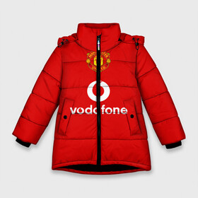 Зимняя куртка для девочек 3D с принтом Манчестер Юнайтед (Scholes) в Екатеринбурге, ткань верха — 100% полиэстер; подклад — 100% полиэстер, утеплитель — 100% полиэстер. | длина ниже бедра, удлиненная спинка, воротник стойка и отстегивающийся капюшон. Есть боковые карманы с листочкой на кнопках, утяжки по низу изделия и внутренний карман на молнии. 

Предусмотрены светоотражающий принт на спинке, радужный светоотражающий элемент на пуллере молнии и на резинке для утяжки. | manchester united | mu | scholes | vodafone | красные дьяволы | легенда манчестера | манки | манчестер юнайтед | пауль скоулз | ретро форма манчестер юнайтед | старая форма