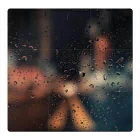 Магнитный плакат 3Х3 с принтом Капли на стекле брызги вечер в Екатеринбурге, Полимерный материал с магнитным слоем | 9 деталей размером 9*9 см | абстракция | блики | боке | брызги | вечер | вода | город | градиент | дождь | капли | капли на стекле | круги | лето | природа | роса | свет | симметрия | темный | фото