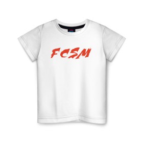 Детская футболка хлопок с принтом FCSM в Екатеринбурге, 100% хлопок | круглый вырез горловины, полуприлегающий силуэт, длина до линии бедер | fc spartak | fcsm | spartak | spartak moscow | красно белые | спартак | спартак москва | фк спартак | фксм